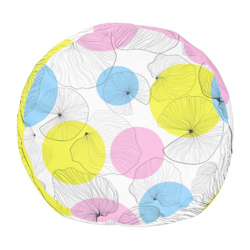 Lotus Leaves Colorful Spots Pattern Pouf