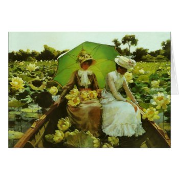 Lotus Lilies Charles Courtney Curran Note Card by mangomoonstudio at Zazzle