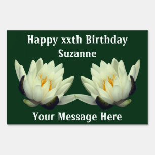 Lotus Lily Flowers Personalized Birthday Sign