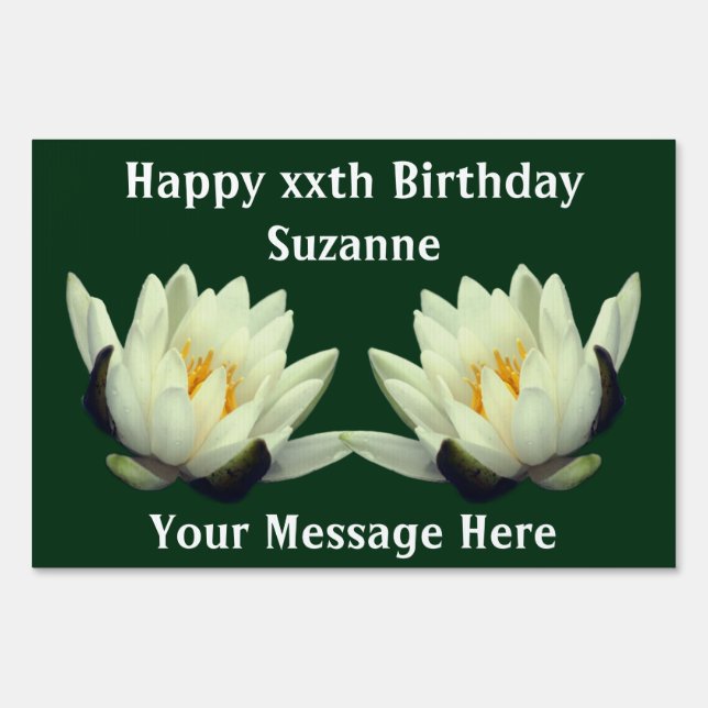 Lotus Lily Flowers Personalized Birthday Sign (Front)