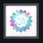 *~* Lotus Lily Mandala  OM AUM Symbol Watercolor Gift Box<br><div class="desc">* An OM AUM Symbol Lotus Watercolor Mandala on a white background gift box. The mandala colors are turquoise, purples blues and pinks * Note: You can easily customize by adding text. Here for you is a strikingly beautiful new age metaphysically spiritually inclined eye-catching design likely to inspire meditation and...</div>