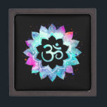 *~* Lotus Lily Mandala  OM AUM Symbol Watercolor Gift Box<br><div class="desc">* An OM AUM Symbol Lotus Watercolor Mandala on a black background gift box.* Note: You can easily customize by adding text. Here for you is a strikingly beautiful new age metaphysically spiritually inclined eye-catching design likely to inspire meditation and calm contemplation. It can make a perfect gift for friends...</div>