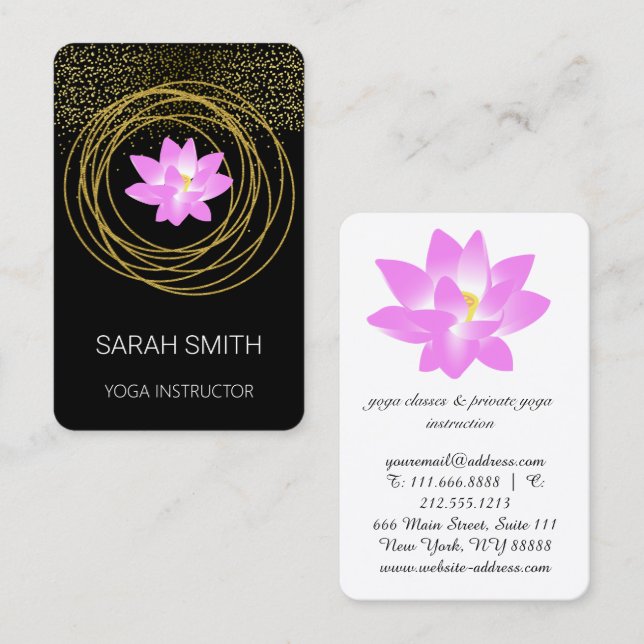 Lotus  Lily Yoga Mindfulness Glitter  Business Card (Front/Back)