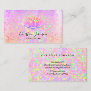 lotus logo on pink opal gemstone background business card