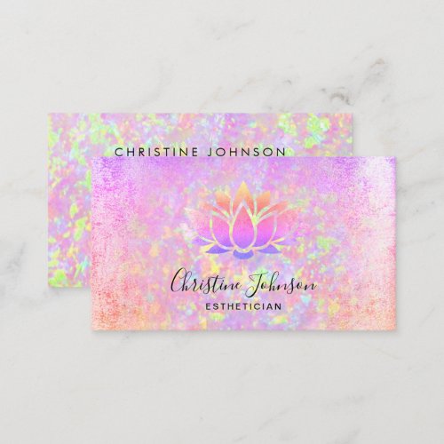lotus logo on pink opal gemstone background business card