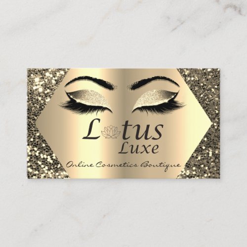 Lotus Lux Makeup Logo  Lashes Gold Spark Social Business Card
