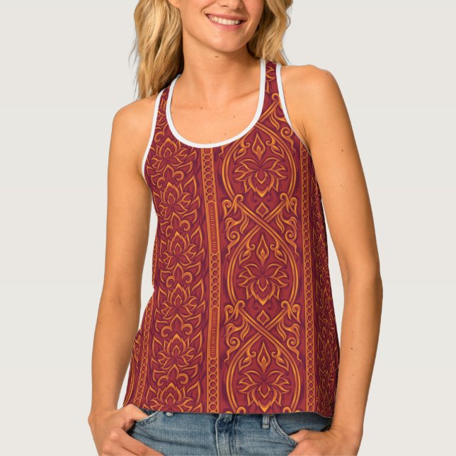 Lotus Luxe Tapestry Pattern - The White Lotus Tank Top (Front)