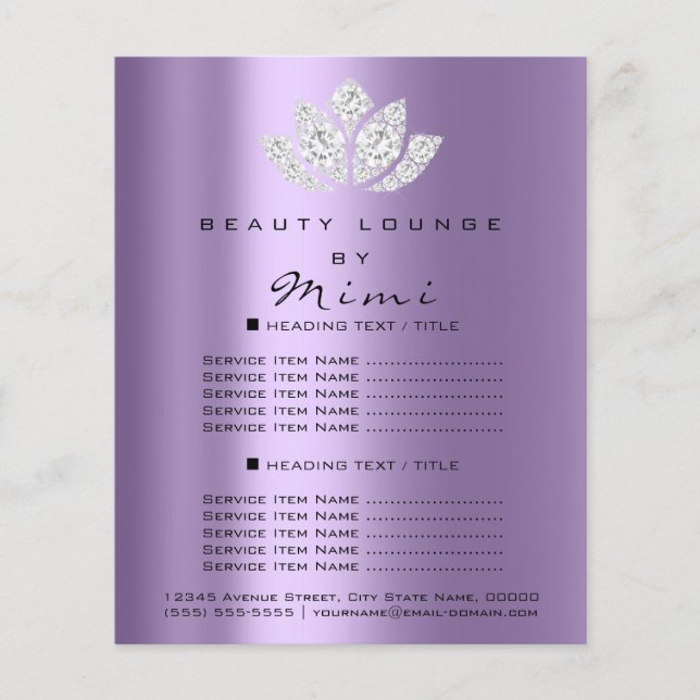 Lotus Makeup Beauty Salon Lashes Flyer Gray Purple (Front)