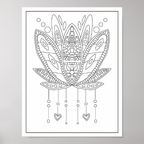 Lotus Mandala Adult Coloring Poster