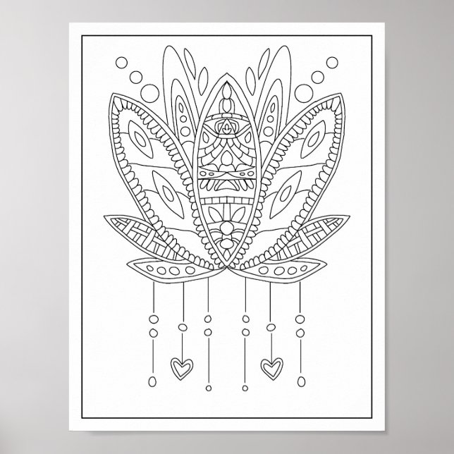Lotus Mandala Adult Coloring Poster (Front)