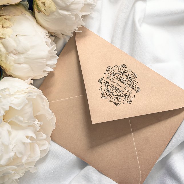 Lotus Mandala Family Name Return Address Rubber Stamp (Creator Uploaded)