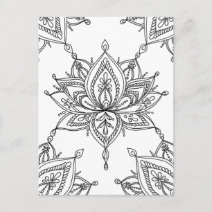 Lotus Mandala Floral Pattern Adult Coloring Postcard