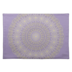 Lotus Mandala in Lilac and Gold Cloth Placemat