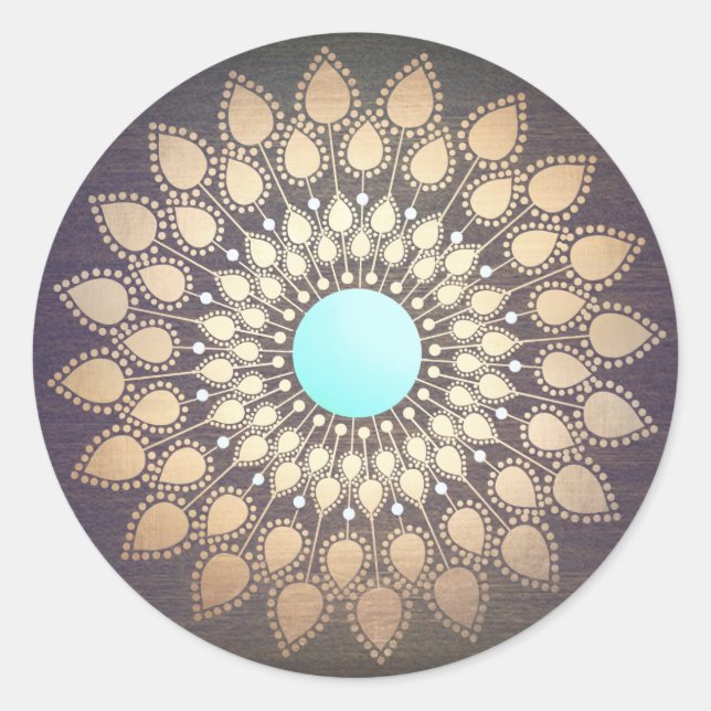 Lotus Mandala Logo Holistic Salon and Spa Wood Classic Round Sticker (Front)