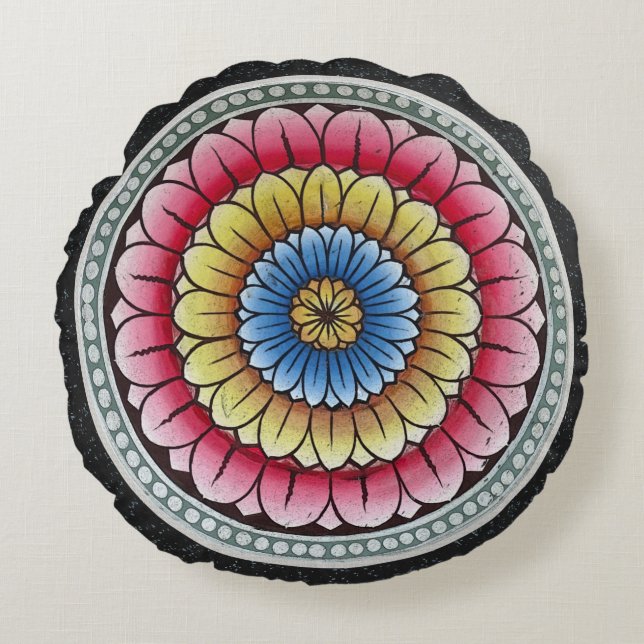 Lotus Mandala Round Pillow (Front)