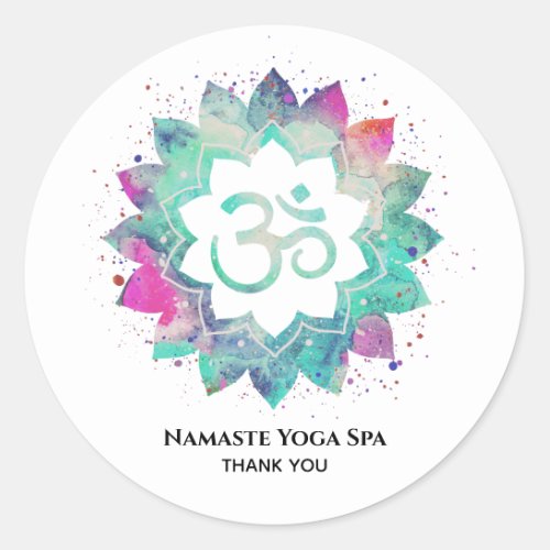  Lotus  Mandala Spiritual Aum OM  Symbol Flower Classic Round Sticker