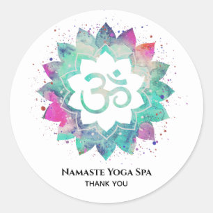 *~* Lotus Mandala Spiritual Aum OM Symbol Flower Classic Round Sticker