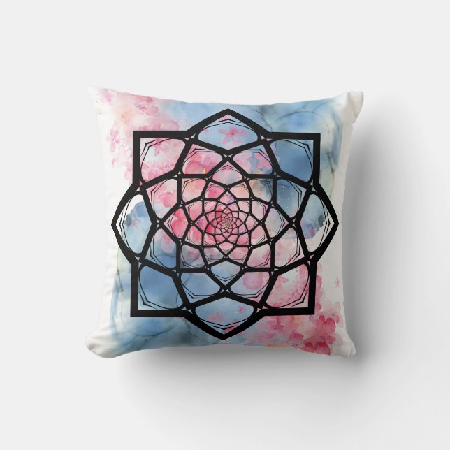 Lotus Mandala Throw Pillow (Front)