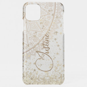 Lotus Mandala with Gold Stars Glitter Personalized iPhone 11 Pro Max Case