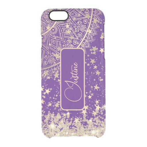 Lotus Mandala with Gold Stars on Purple Custom     Clear iPhone 6/6S Case
