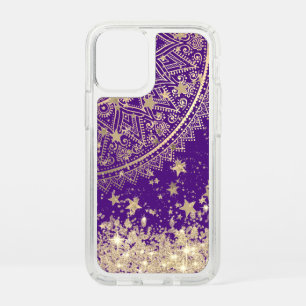 Lotus Mandala with Gold Stars on Purple Speck iPhone 12 Mini Case