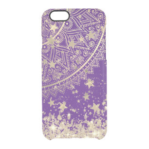 Lotus Mandala with Gold Stars on Purple      Clear iPhone 6/6S Case