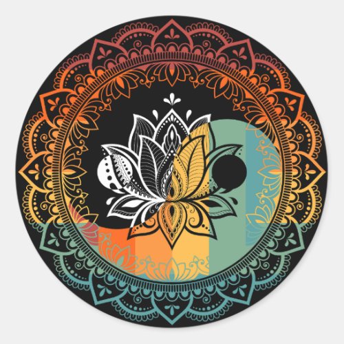 Lotus Mandala Yin Yang Sacred Geometry Spiritual Classic Round Sticker