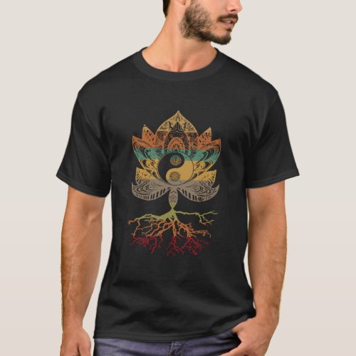 Lotus Mandala Yin Yang Sacred Geometry Spiritual T_Shirt