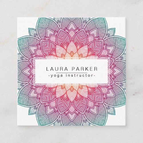 Lotus Mandala Yoga Instructor Meditation Holistic Square Business Card