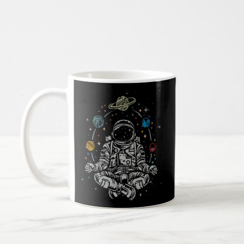 Lotus Meditating Astronaut Zen Yoga Planets Univer Coffee Mug