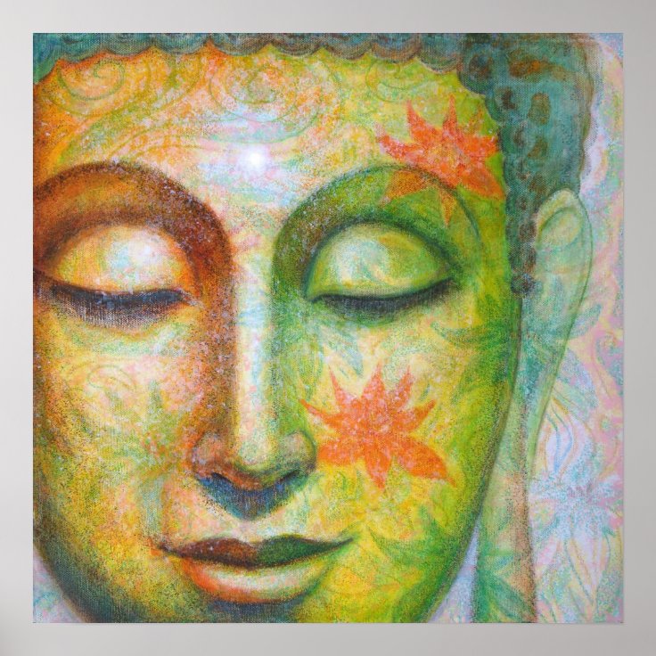 Lotus Meditation Buddha spiritual art poster print | Zazzle
