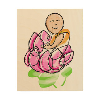 Lotus Monk Meditation Wood Wall Art