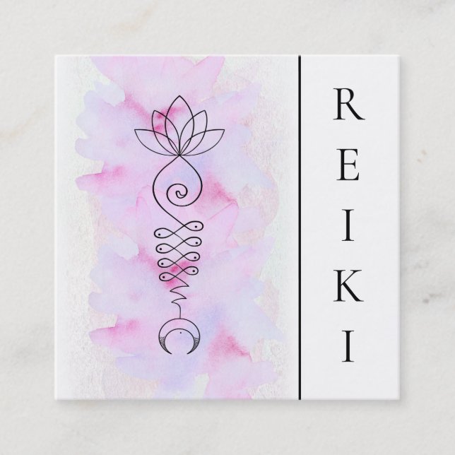*~*  Lotus Moon Energy Healer Massage Yoga Reiki Square Business Card (Front)