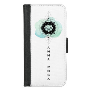 Lotus, Moon, Stars Sacred Symbol for Enlightenment iPhone 8/7 Wallet Case