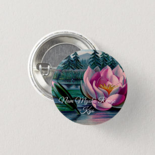 Lotus Nam Myoho Renge Kyo Buddhist Pin Button