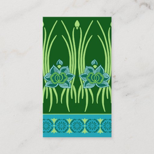 Customizable LOTUS NOUVEAU: BLUE GREEN SCENE BUSINESS CARD