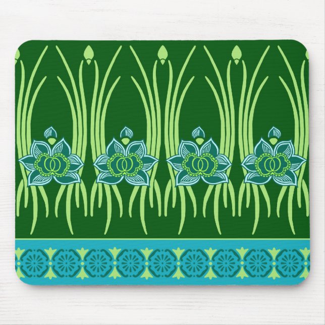 LOTUS NOUVEAU: BLUE GREEN SCENE MOUSE PAD (Front)
