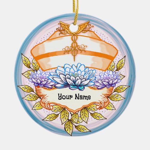 Lotus Nurses Cap nurse Ceramic Ornament