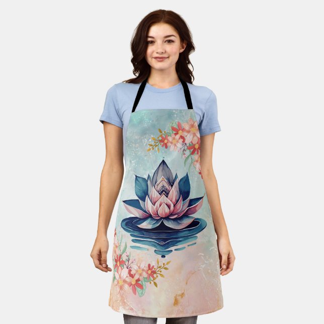 Lotus of Still Waters – Gentle Floral  Apron (Worn)