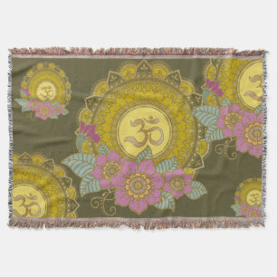Lotus Of The OM - Throw Pillow Throw Blanket