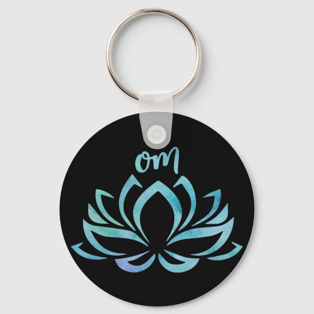 Lotus Om Blue Keychain (Front)