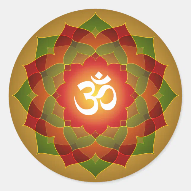 Lotus Om Design Classic Round Sticker | Zazzle