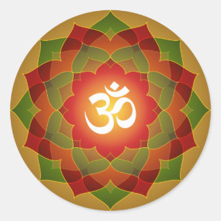 Lotus Om Design Classic Round Sticker