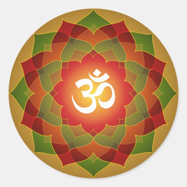 Lotus Om Design Classic Round Sticker (Front)