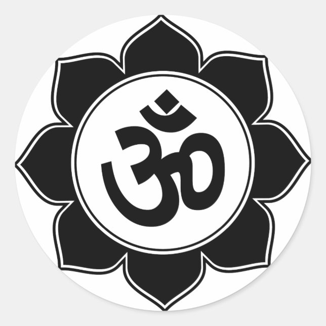 Lotus Om Design Classic Round Sticker (Front)