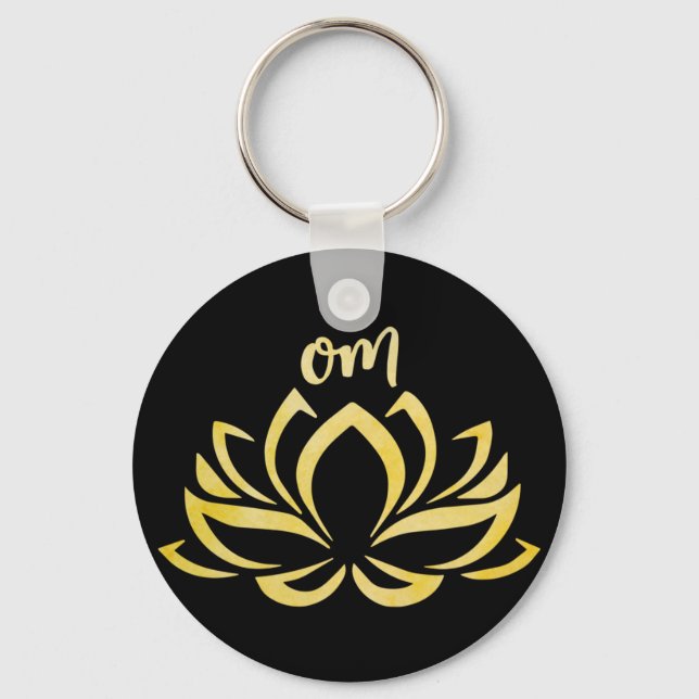 Lotus Om Gold Keychain (Front)