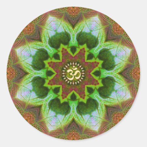 Lotus Om Mandala Geometric Art Plate Classic Round Sticker