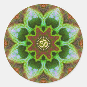 Lotus Om Mandala Geometric Art Plate Classic Round Sticker