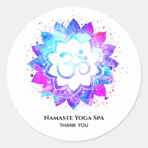  Lotus  OM Mandala Spiritual Aum Symbol Flower Classic Round Sticker