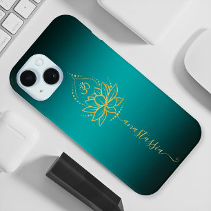 Lotus & Om – Personalized Name Minimalist iPhone 15 Case